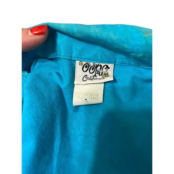 Vintage Teal Cotton Belted Shirt Dress Oop! California - Picture 6 of 7